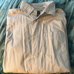 Grey and white striped button down shirt